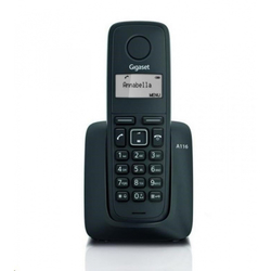 Gigaset - DECT bezdrátový telefon, seznam na 50 jmen, CLIP,  až 25 zmeškaných hovorů,barva černá